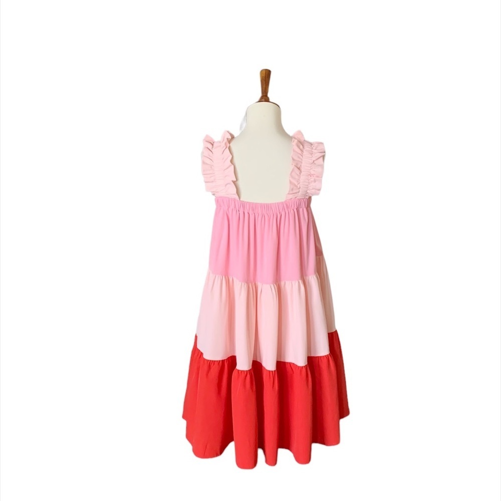 Entro Tiered Babydoll Mini Dress Size Small Red Pink - Picture 7 of 7